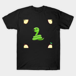 Apple and Snake pattern T-Shirt